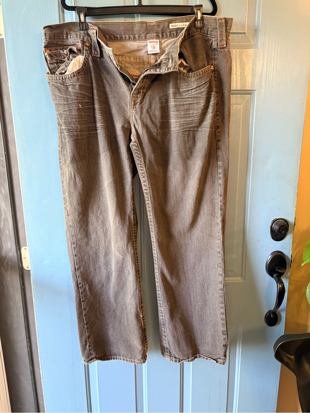 True Religion Men's Relaxed Gray Denim Jeans